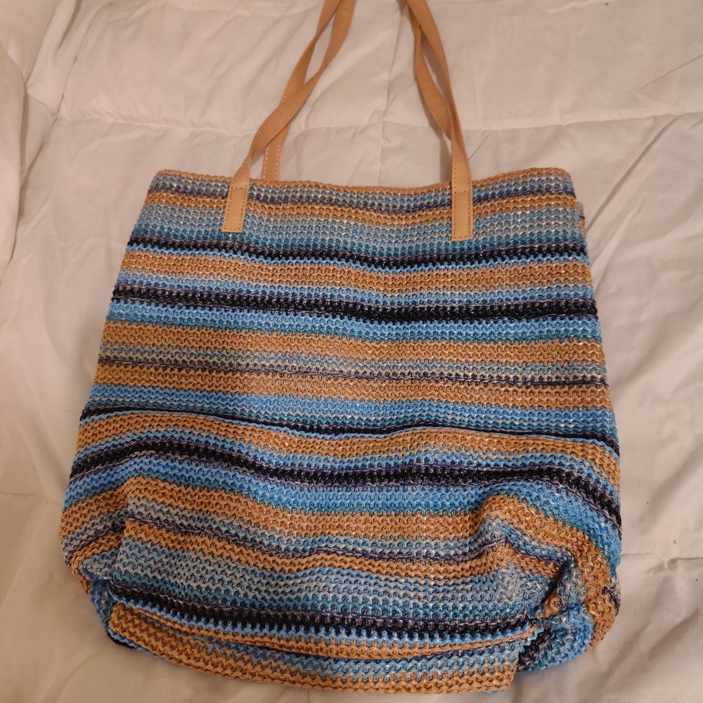 Whicker Blue and Tan Tote New Without Tags